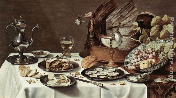 Still Life with Turkey Pie painting - Pieter Claesz Still Life with Turkey Pie art painting